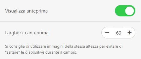 Attivazione del Pulsante Anteprima e Impostazione della Larghezza dell'Anteprima