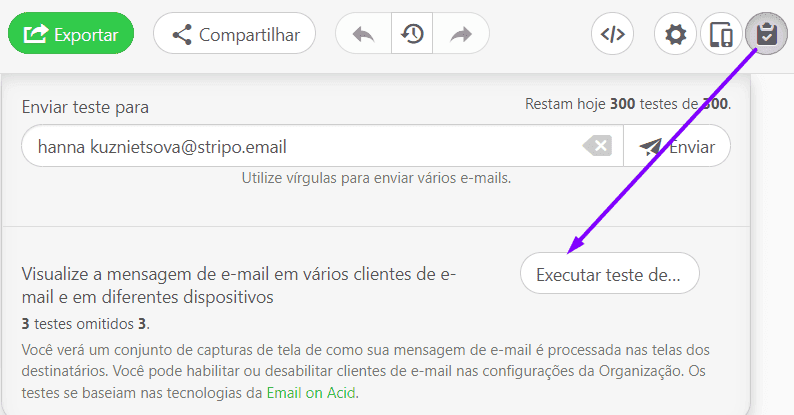 Executando um teste de captura de tela_Exportar e-mails para Mailchimp Executando um teste de captura de tela_Exportar e-mails para Mailchimp