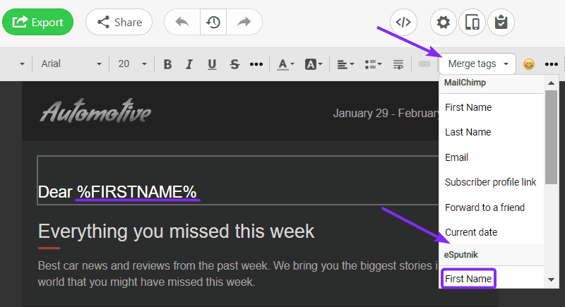 Dynamic Emails _ Adding Merge Tags to Copy Dynamic Emails _ Adding Merge Tags to Copy