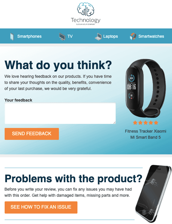 Follow-up email template built by Stripo _ Asking users for feedback on the product Follow-up email template built by Stripo _ Asking users for feedback on the product