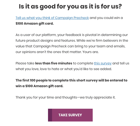 Follow-up email template with a link to survey Follow-up email template with a link to survey