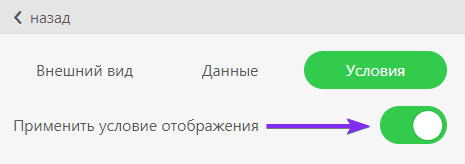 Кнопка применения условий отображения для активации этой функции Кнопка применения условий отображения для активации этой функции