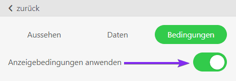 Die Schaltfläche Anzeigebedingungen anwenden zum Aktivieren dieser Funktion Die Schaltfläche Anzeigebedingungen anwenden zum Aktivieren dieser Funktion