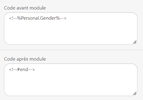 Travail sur le code pour les conditions d'affichage