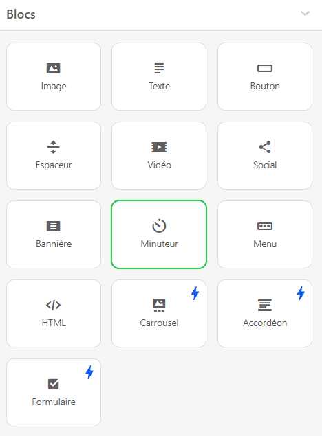 Contenu dynamique de la minuterie de blocage