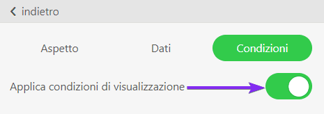Il Pulsante Applica Condizioni di Visualizzazione per l'Attivazione di Questa Funzione Il Pulsante Applica Condizioni di Visualizzazione per l'Attivazione di Questa Funzione