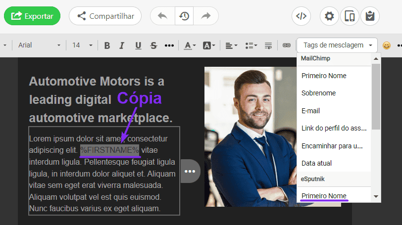 Emails Dinâmicos _ Copiando Tags de Mesclagem Emails Dinâmicos _ Copiando Tags de Mesclagem