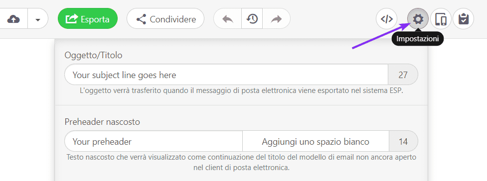 Invia modello HTML tramite Gmail _ Impostazione della riga dell'oggetto e del preheader