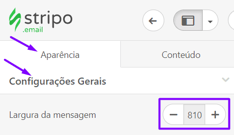 Configurando a largura do modelo de e-mail com Stripo Configurando a largura do modelo de e-mail com Stripo