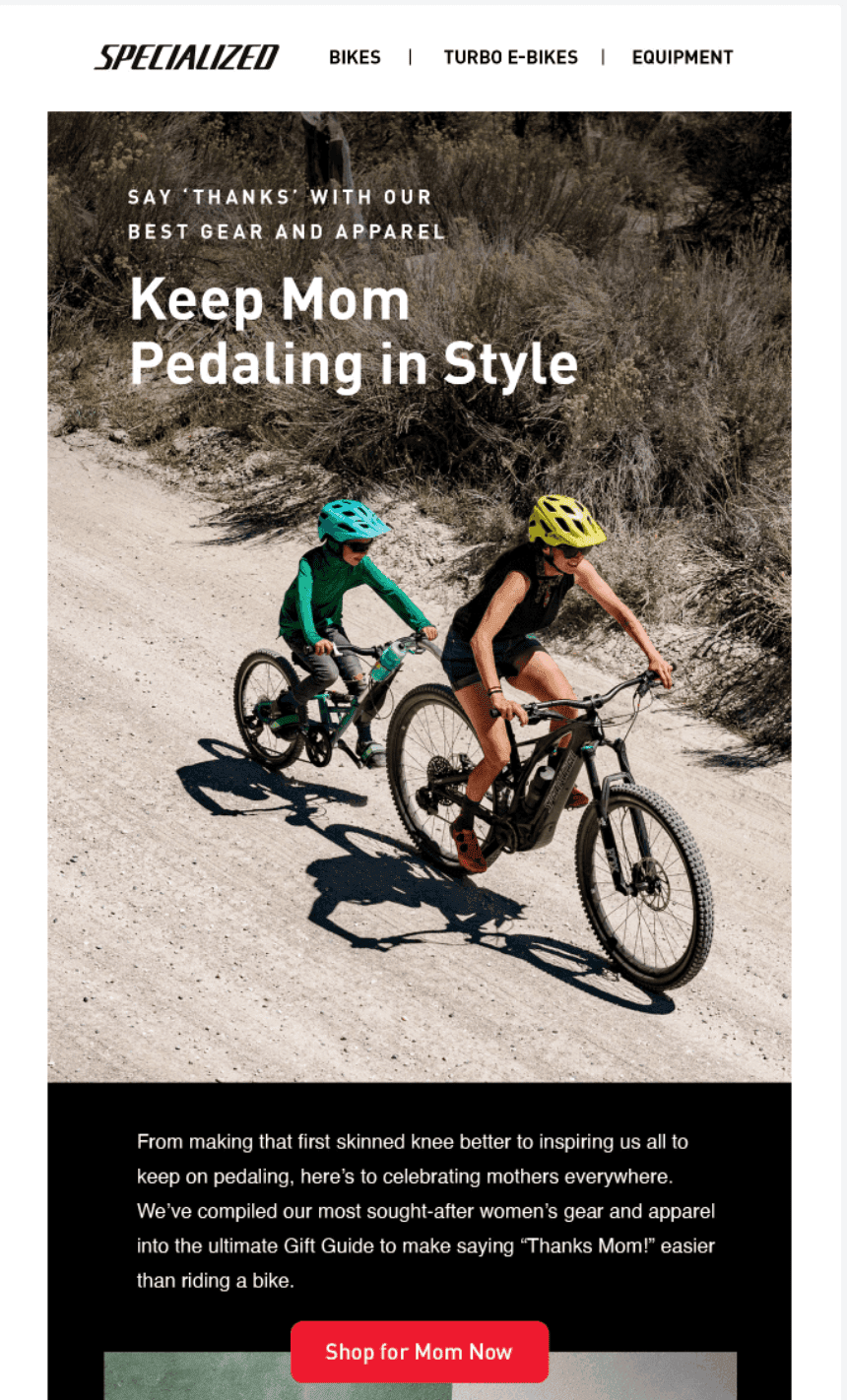 Mom is riding a bike