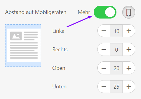Einstellen unterschiedlicher Padding-Werte für Mobilgeräte