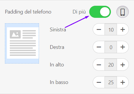 Impostazione di valori di riempimento diversi per i dispositivi mobili