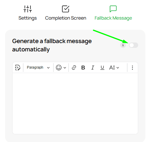 A toggle to enable a fallback message in the module A toggle to enable a fallback message in the module