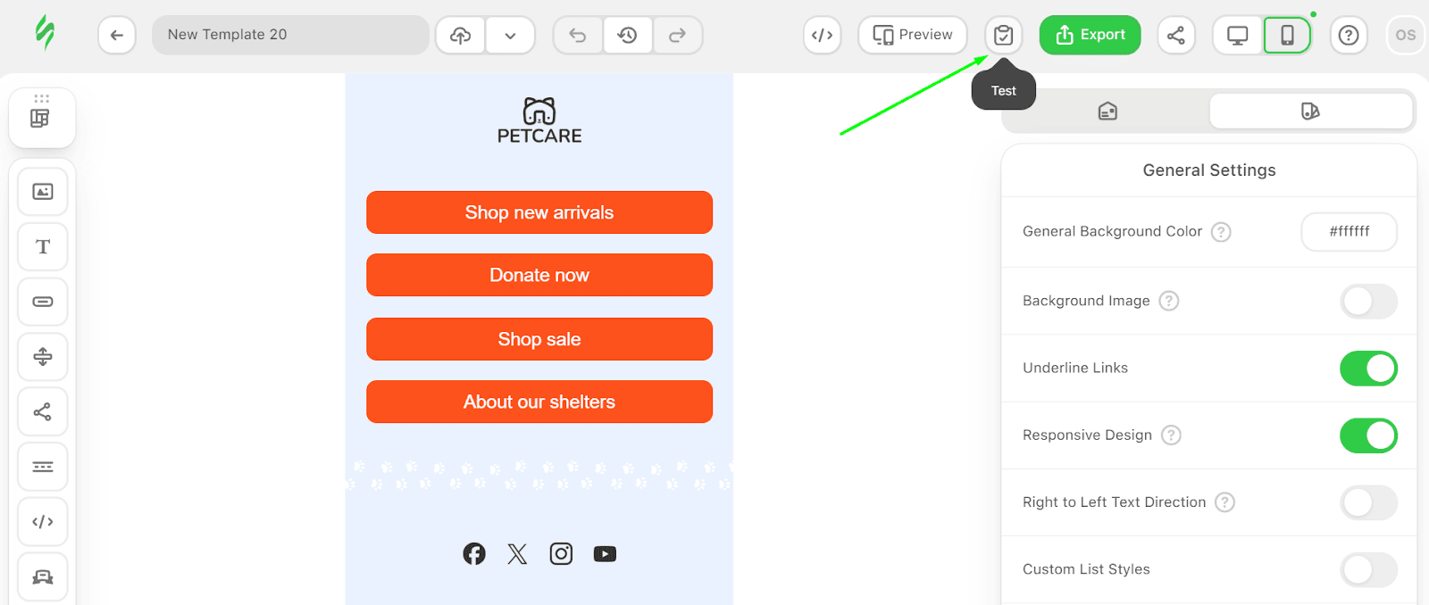 The Text icon to run an email client check The Text icon to run an email client check