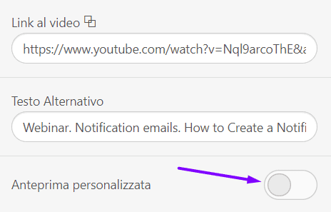 Aggiunta immagine miniatura personalizzata