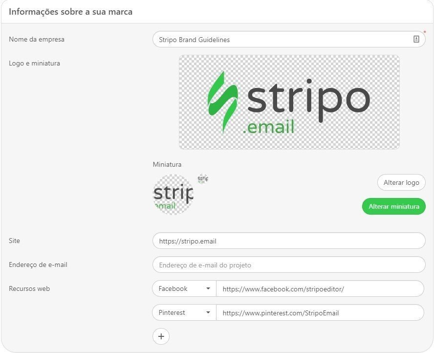 Informacoes sobre a sua marca Informacoes sobre a sua marca