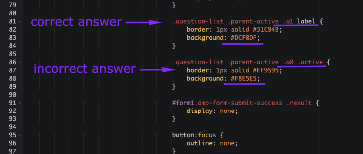 Replacing colors for answer option section Replacing colors for answer option section