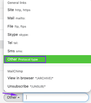 Adding Anchor Links_Changing the Link Type in Settings Panel Adding Anchor Links_Changing the Link Type in Settings Panel