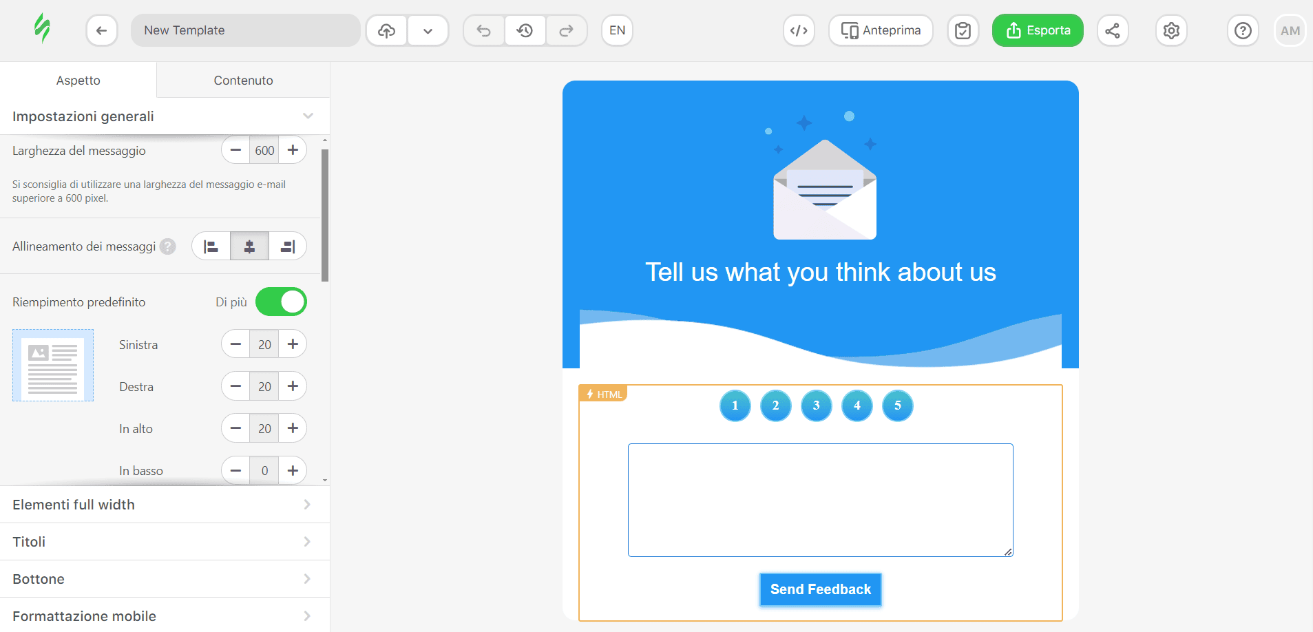 Modulo email predisposto Modulo email predisposto