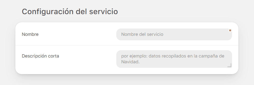 Configuración del servicio de datos Configuración del servicio de datos