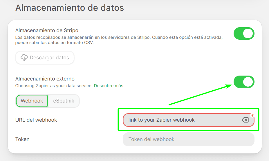 Habilitando el almacenamiento externo Habilitando el almacenamiento externo