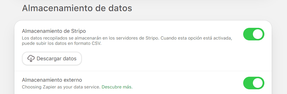 Habilitando ambos almacenamientos para el servicio de datos Habilitando ambos almacenamientos para el servicio de datos