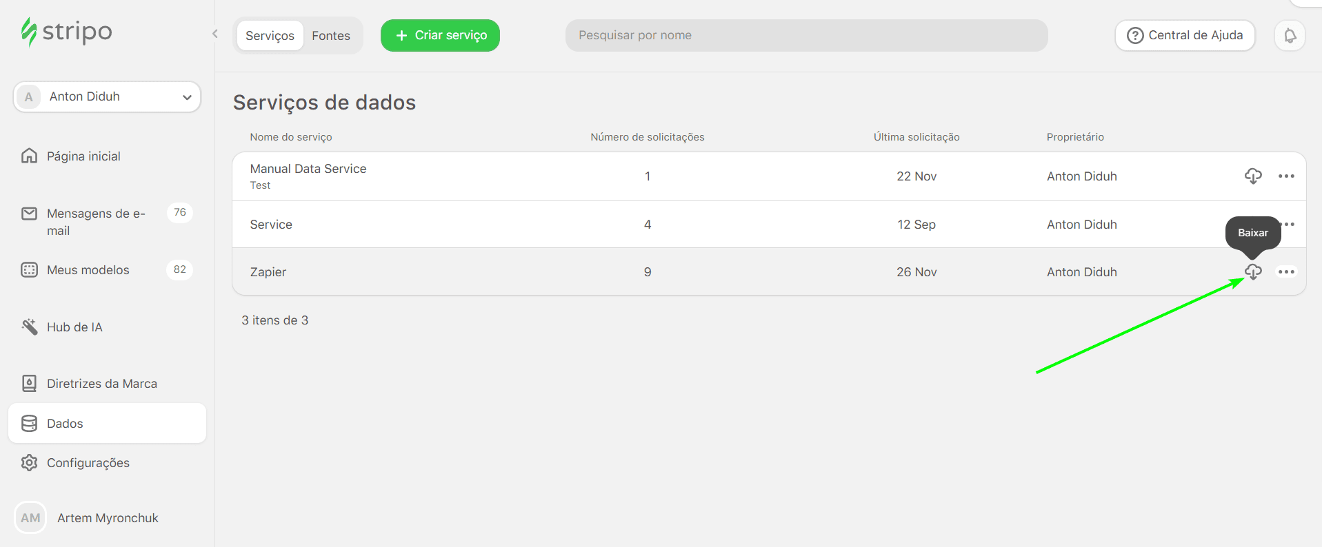 Baixando arquivo CSV com dados Baixando arquivo CSV com dados