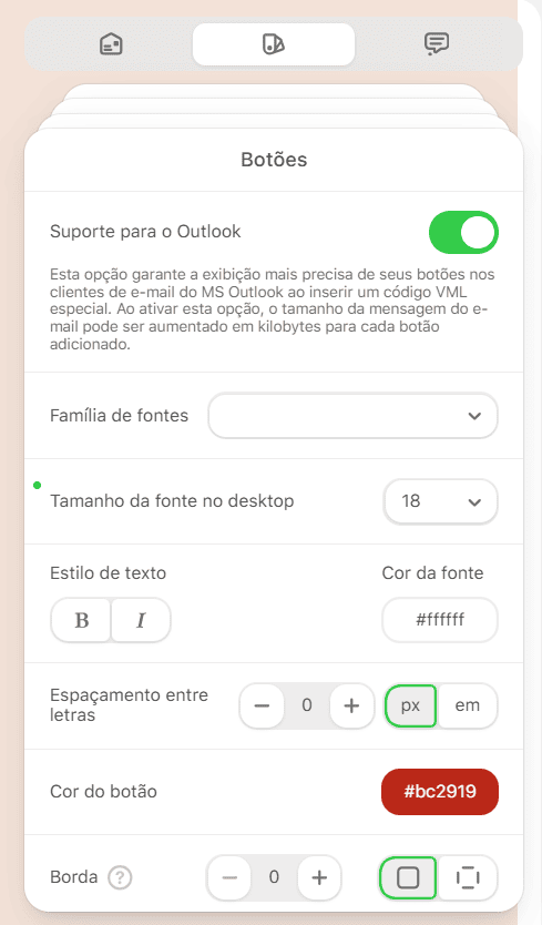 Configura&ccedil;&otilde;es do bot&atilde;o CTA para o Outlook