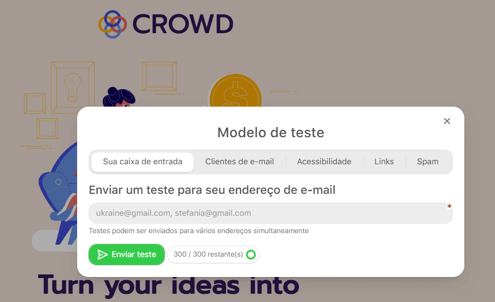 Enviando e-mails para contas do Outlook para testes ao vivo