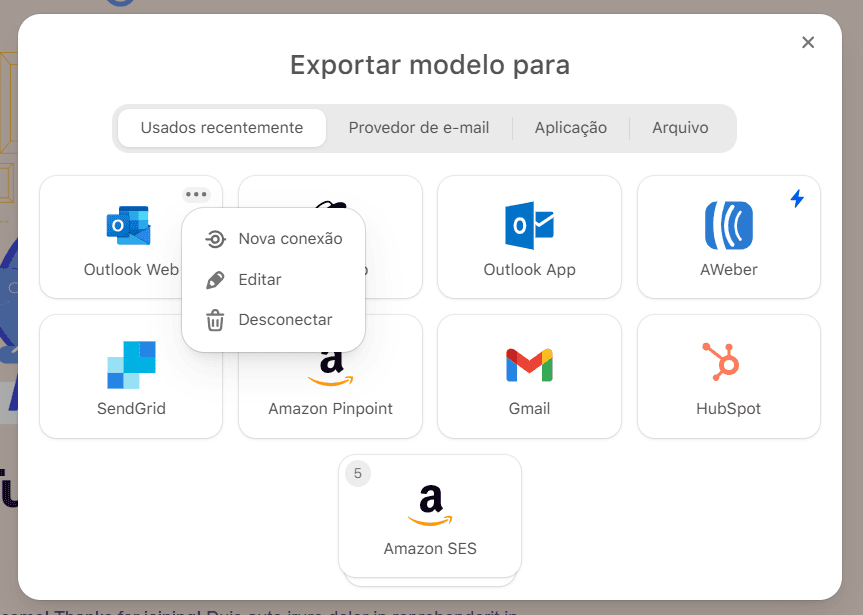 Conectar uma nova conta