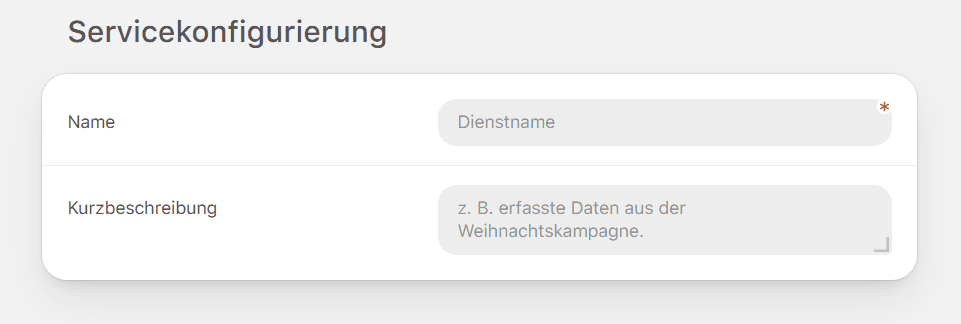 Konfiguration des Datendienstes Konfiguration des Datendienstes