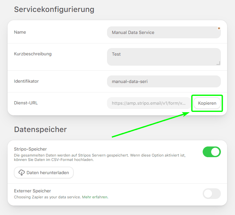 Datendienst-URL kopieren Datendienst-URL kopieren