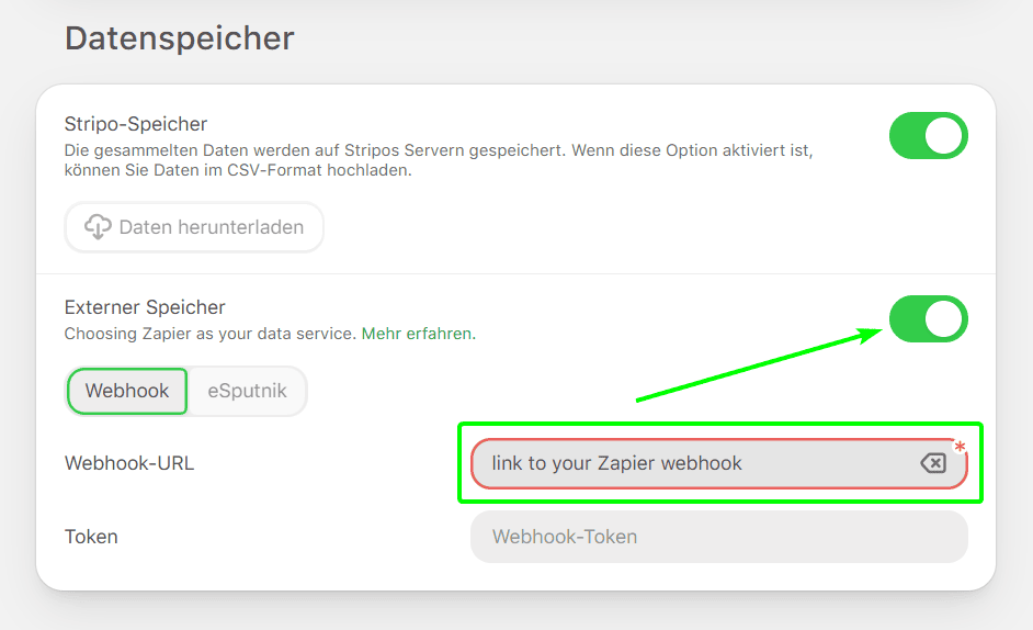 Externe Speicherung aktivieren Externe Speicherung aktivieren