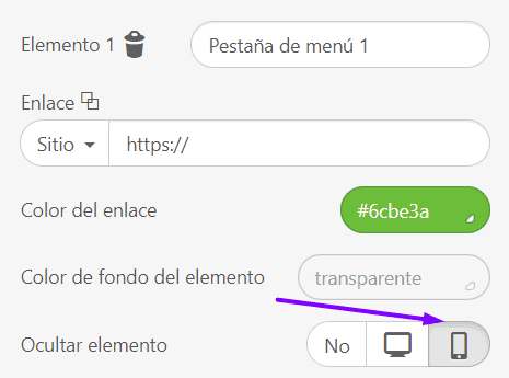 Dise&ntilde;o de correo electr&oacute;nico _ Deshabilitar ciertas pesta&ntilde;as de men&uacute; en dispositivos m&oacute;viles