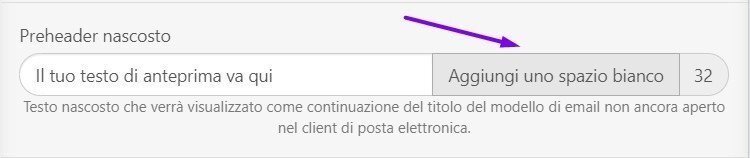 Aggiungi uno spazio bianco Aggiungi uno spazio bianco