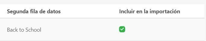 Segunda fila de datos Segunda fila de datos