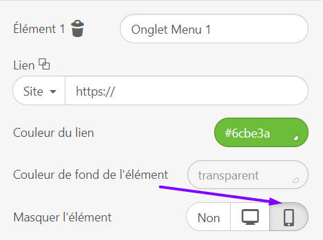 Conception d'e-mail _ D&eacute;sactivation de certains onglets de menu sur les appareils mobiles