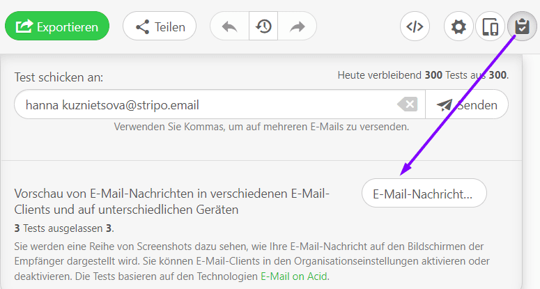 Ausführen eines Screenshot-Tests_E-Mails nach Mailchimp exportieren Ausführen eines Screenshot-Tests_E-Mails nach Mailchimp exportieren