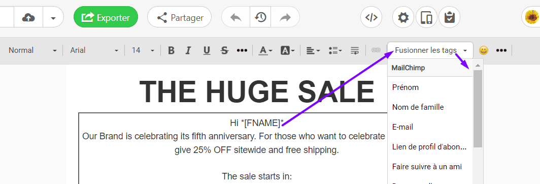 Ajout de balises de fusion aux e-mails Mailchimp avec Stripo_Export Ajout de balises de fusion aux e-mails Mailchimp avec Stripo_Export