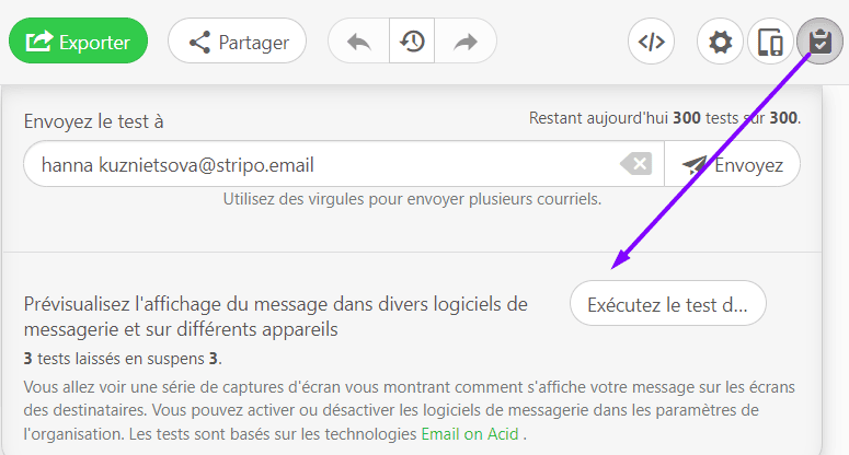 Exécution d'un test de capture d'écran_Exporter des e-mails vers Mailchimp Exécution d'un test de capture d'écran_Exporter des e-mails vers Mailchimp