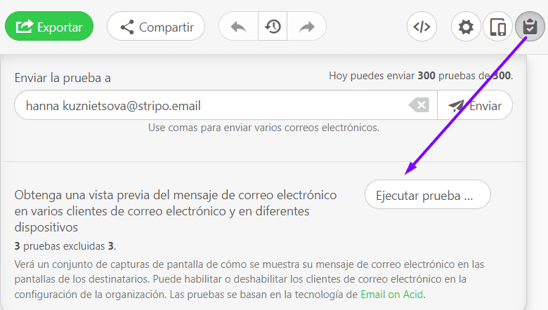 Ejecutar una prueba de captura de pantalla_Exportar correos electrónicos a Mailchimp Ejecutar una prueba de captura de pantalla_Exportar correos electrónicos a Mailchimp