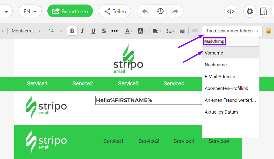 So erstellen Sie Benachrichtigungs-E-Mails mit Merge-Tags