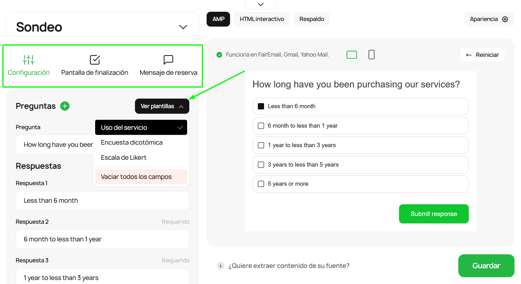 Configuración de un sondeo en el generador de módulos Configuración de un sondeo en el generador de módulos