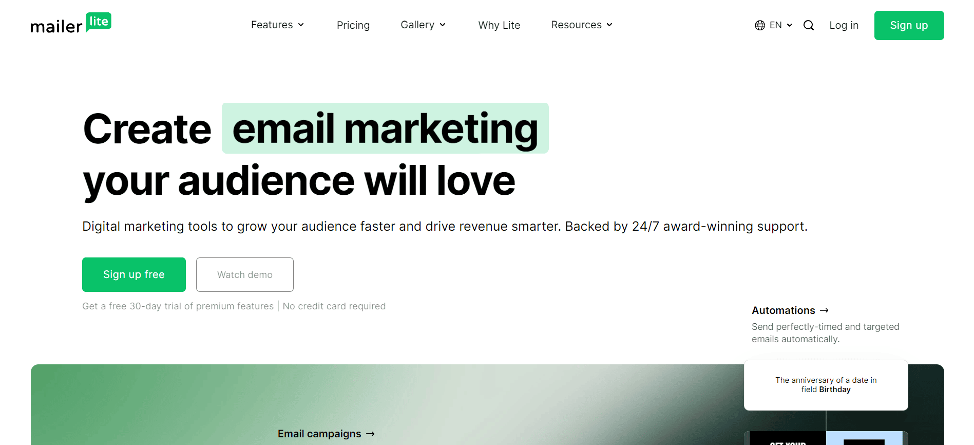 MailerLite email template builder