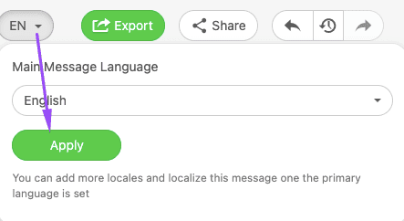 Apply Button in the Localization Menu Apply Button in the Localization Menu