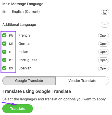 Translating Emails into All Target Languages at Once Translating Emails into All Target Languages at Once
