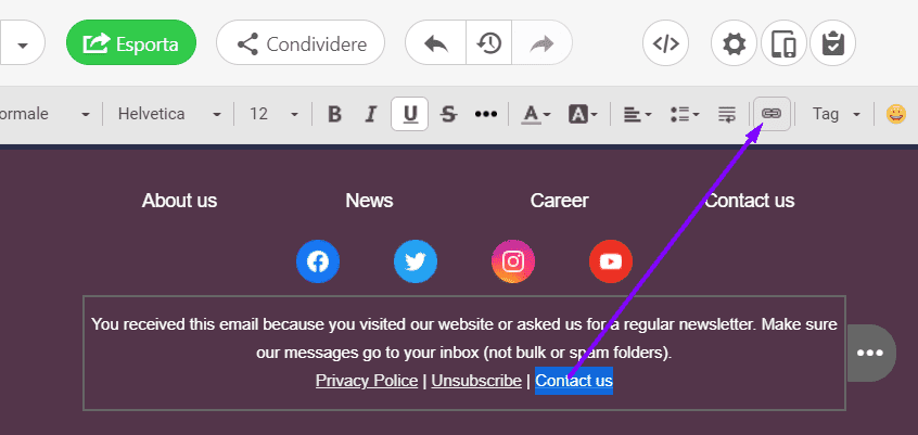 Adicionando links Mailto em e-mails com Stripo