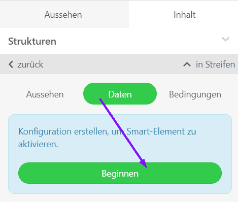 Aktivieren der Smart Elements-Option Aktivieren der Smart Elements-Option