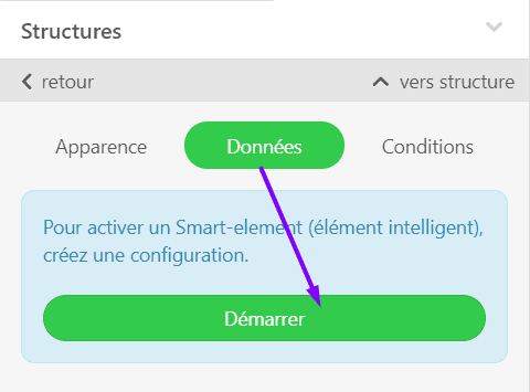 Activation de l'option &Eacute;l&eacute;ments intelligents