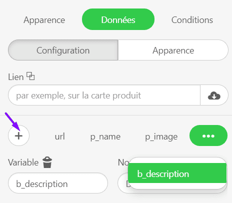 Configuration des &eacute;l&eacute;ments intelligents_Ajout de variables
